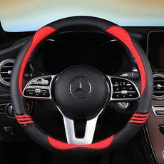 URBAN CAR 貓臉碳纖維防滑方向盤套, 紅色