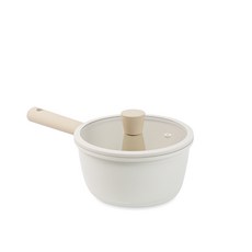 LaCena 電磁爐適用Cream系列單柄湯鍋+玻璃鍋蓋, 單色, 18cm