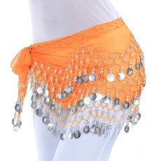 marketpia 女士雪紡肚皮舞圍巾, 橘色 銀色