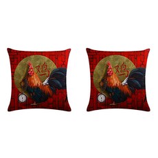 十二生肖素描 新年快樂 抱枕套 2入