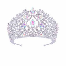 華麗珠飾點綴自助婚紗皇冠 asd008, 銀色, 1個