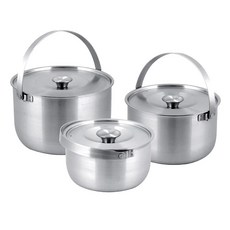 Hi CHEF 掌廚 316手提調理鍋3件組, 1組, 鍋16cm + 19cm + 22cm, 不鏽鋼色
