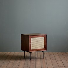 장미맨숀 로라 라탄 원목 협탁 1 방문설치, 브라운 + 블랙, 1개