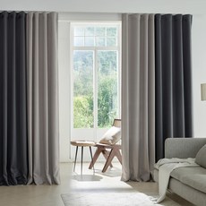 VIEW HOUSE Diamong 掛鉤式三層編織雙色遮光窗簾, 炭灰色