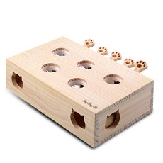 DING DONG PET 原木製打地鼠寵物玩具+內部娃娃 5入, 單色, 1份