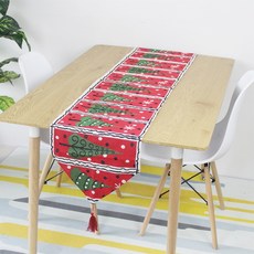 소니오 해피 크리스마스 테이블 러너, 01 트리, 1개, 180 x 33 cm