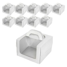 高級透明開窗蛋糕盒 15cm 2號 + 底座組 白色 10件組, 10組