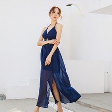 VENDIS 女款印花長版連身裙海灘裝 H288