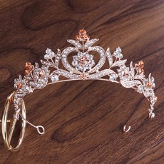 Estella 新娘自助婚禮髮飾皇冠 vvw529, 玫瑰金, 1個