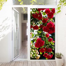 GGOOMIM 紅色玫瑰花玄關門壁貼 tl403, 混色