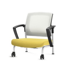 체어포커스 슬라이딩 좌식의자 C530, 블랙(팔걸이) + 화이트(등받이) + 고급 옐로우(방석), 1개