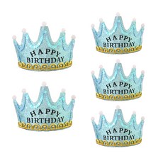 市集風閃亮皇冠生日帽, 藍色, 5個