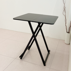 오브민 LPM 접이식 테이블 사각 식탁 600, 블랙, 2인용