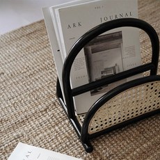 북유럽 장식 인테리어 라탄 책꽂이, 블랙