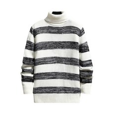 男款AOULS Auls舒適簡約條紋戶外高領毛衣 M04