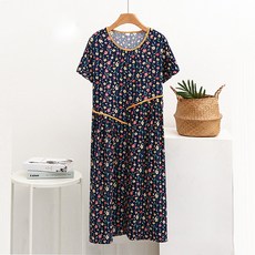 孕婦碎花短袖連身裙