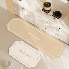 Young Market現代字母PVC廚房地墊+腳踏墊組, 1套, B款