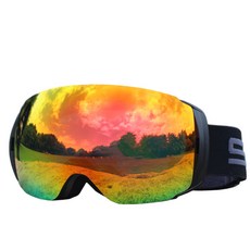 나야스타일 방한 방풍 스키 고글, DJYJ-16-1 블랙(프레임) + 골드(미러), 1개