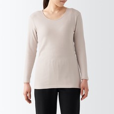 무인양품 여성용 면 U넥 8부 긴팔 티셔츠 FCD71A2A