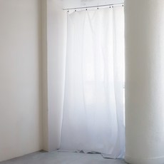 CASA VERDE Oren 亞麻窗簾 + 掛環夾 8p + 綁帶組, 白色(窗簾), 象牙白(掛環夾)