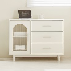 웰퍼니쳐 베스퍼 유리도어 1도어 1000 수납장 방문설치, 크림화이트