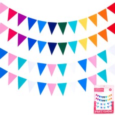 파티쇼 펠트 삼각 파티 가랜드 2종 x 2p 세트, 12색 레인보우, 아이스크림, 1세트