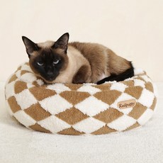 REDPUPPY 改過遷善 貓咪方塊躲貓貓屋, 格紋米色, 1個