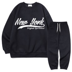 ezy studio Original New York 雙層大學T + 長褲 寬鬆版型運動套裝