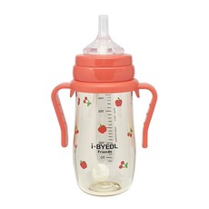 iBYEOL Friends 幼兒用可愛圖案PPSU吸管杯, 270ml, 1個, 紅色(蘋果&櫻桃款)