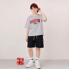 Nanajuni 兒童圓領度假風獨特五分褲 + 短袖T恤套裝