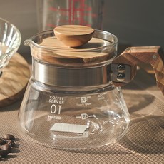 하리오 V60 올리브 우드 커피서버, 1개, 단품, 400ml