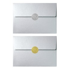 奢華珠光喜帖 明信片信封 30入 + 貼紙 10入 x 3入組, 銀色(信封), 隨機出貨(貼紙), 1套