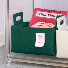 가쯔 접이식 펠트 수납 바구니, 딥그린, 2개