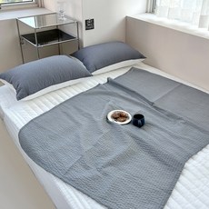 Lucidsleep 涼爽蓬鬆 海洋泡泡紗 夏季肚圍被 毯子 午睡毯 2入, 深灰色