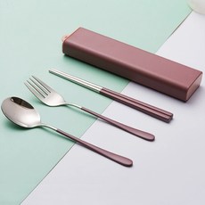 Dometopia DOTO 食道樂 攜帶式湯匙筷子+叉子組, 1套, 磚紅色, 湯匙 + 筷子 + 叉子 + 收納盒