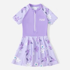 Yubli女童款雲朵花朵連身泳衣