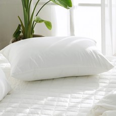 SCOHome 韓國製造 Luxi 純棉 40支 斜紋 飯店式 枕頭套 + 枕芯組, 1套, Luxi白色