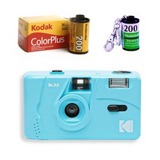 KODAK 柯達 M35相機 天空藍+底片 Color Plus 200 36張+膠卷鑰匙圈 隨機出貨, 1套, 單品