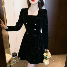 POPLAR NC 素色平口連身裙, 黑色