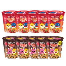 碰碰狐鯊魚寶寶炒年糕杯裝 番茄味 5入+炸醬味 5入, 1.07kg, 1組