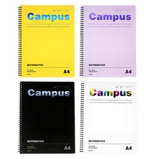 pinkfoot Smart Campus A4數學筆記本 4種組 5000, 黑色、紫色、白色、黃色, 1套