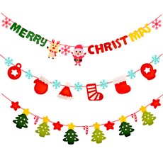 Party09 毛氈聖誕花環 聖誕老人馴鹿 + 手套襪子 + 聖誕樹拐杖組合, 混合顏色, 250cm, 1套