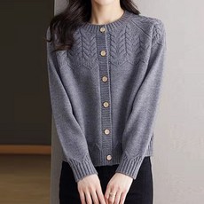 Chichills 女款 賽秀 圓領麻花針織開襟衫 11220