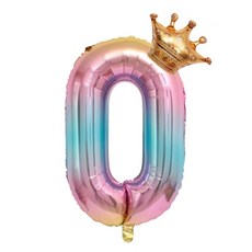 대형 왕관 숫자 풍선 0, 골드 핑크, 1개
