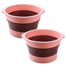 엘로템즈 다용도 접이식 양동이 버킷, 핑크, 2개