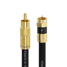 Soltop 韓國製 高級 金色 RCA TO RF 5C 壓接 防水 電視同軸複合纜線 黑色, SOLTOP-816, 1個