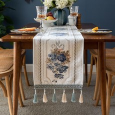 러빙랩 플라워 로맨틱 테이블 러너, 아이보리, 1개, 35 x 220 cm