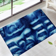 藍色藝術幾何圖案廚房玄關地墊, 09