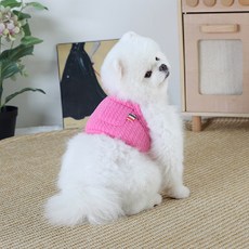 에이미러브즈펫 강아지 꽈배기 니트 크롭 나시, 핑크, 1개