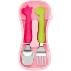 tgm 矽膠副食品湯匙+叉子組 隨機出貨 第1階段, 粉色, 1組